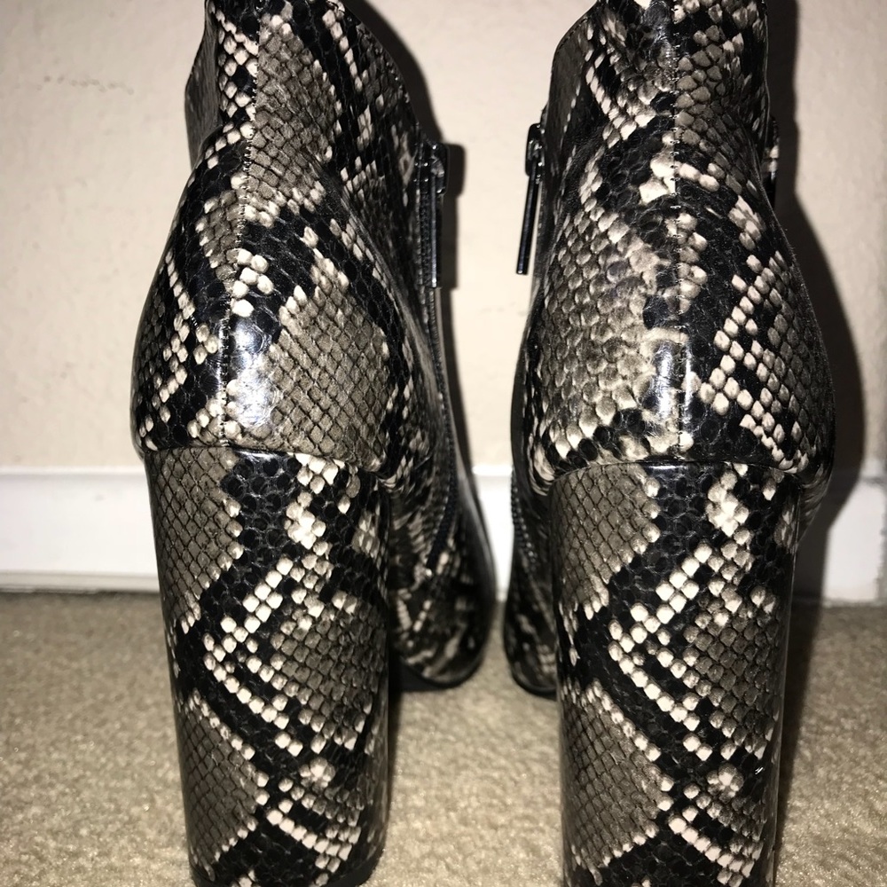 Snake print booties (size 7 1/2)